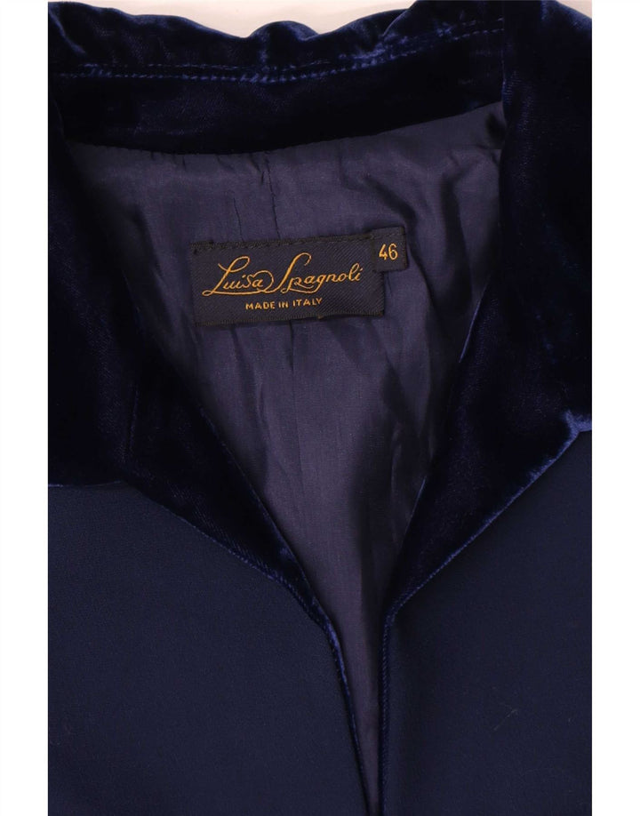 Luisa Spagnoli Damen 3-Knopf-Blazerjacke IT 46 Große marineblaue Wolle