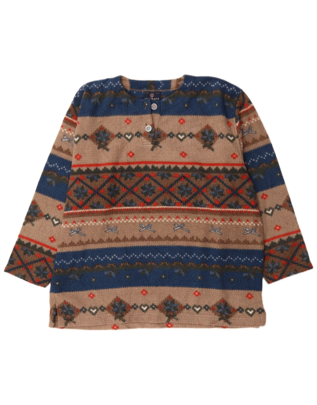 Vintage Herren-Fleecepullover, groß, mehrfarbig, Fair-Isle-Polyester