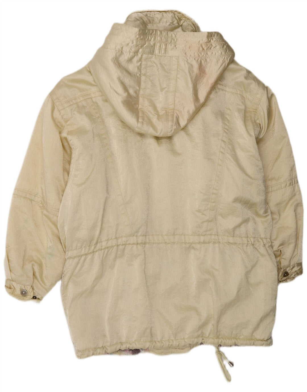 Vintage Damen Kapuzen-Overall-Windbreaker-Mantel UK 14 Mittelgelbes Nylon