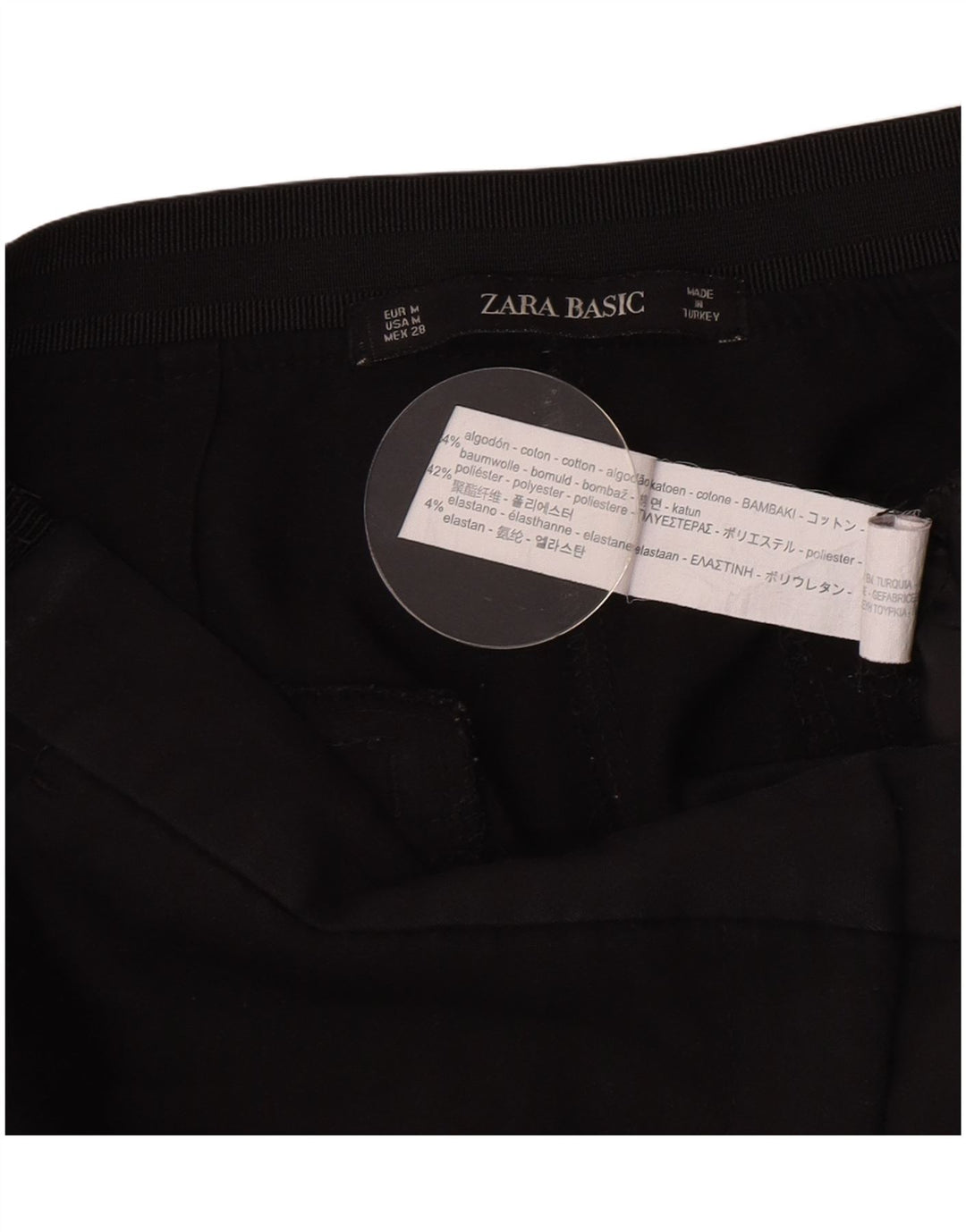 Zara Slim Chino-Hose für Damen, mittelgroß, W28, L26, schwarze Baumwolle