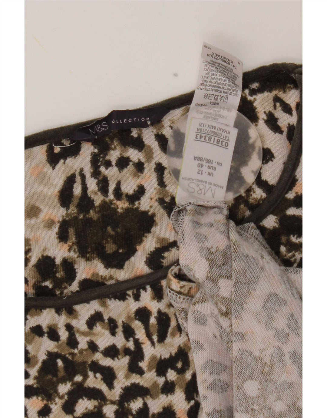Marks & Spencer Damen Tunika-Oberteil UK 12 Medium Khaki Animal Print