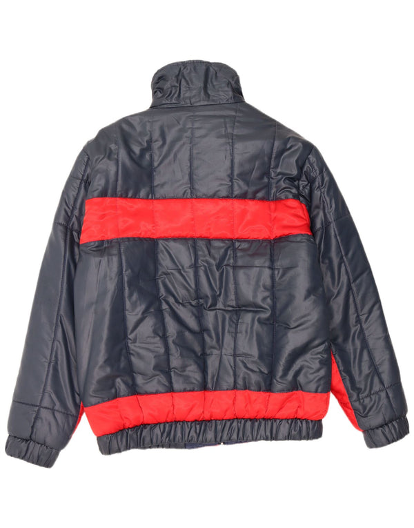Vintage gepolsterte Herrenjacke mit Kapuze, EU 56 3XL, Marineblau, Colourblock-Nylon