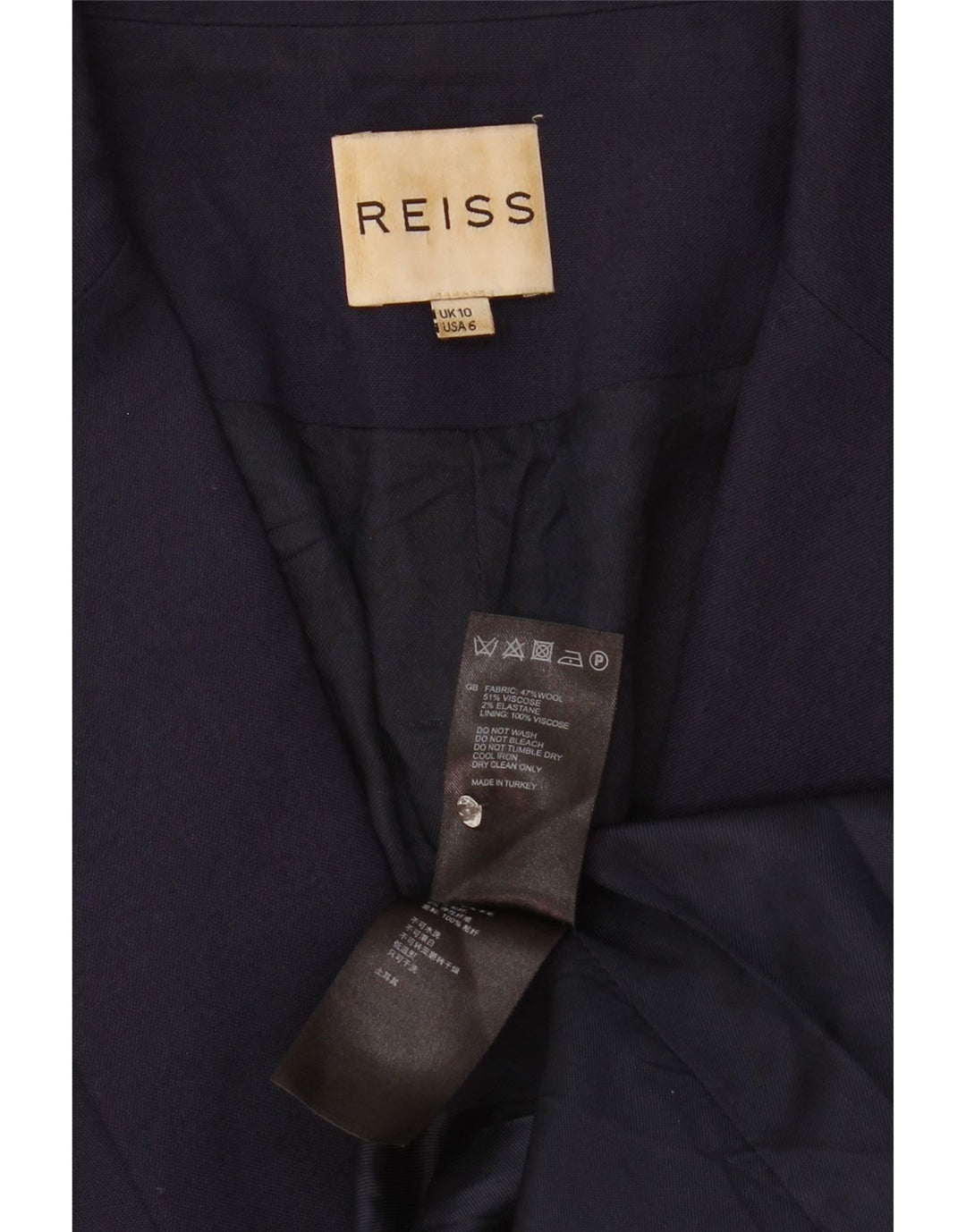 Reiss Damen 1-Knopf-Blazerjacke UK 10 Small Marineblaue Viskose