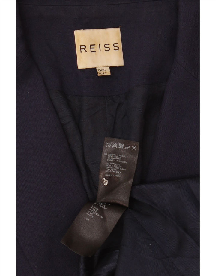 Reiss Damen 1-Knopf-Blazerjacke UK 10 Small Marineblaue Viskose