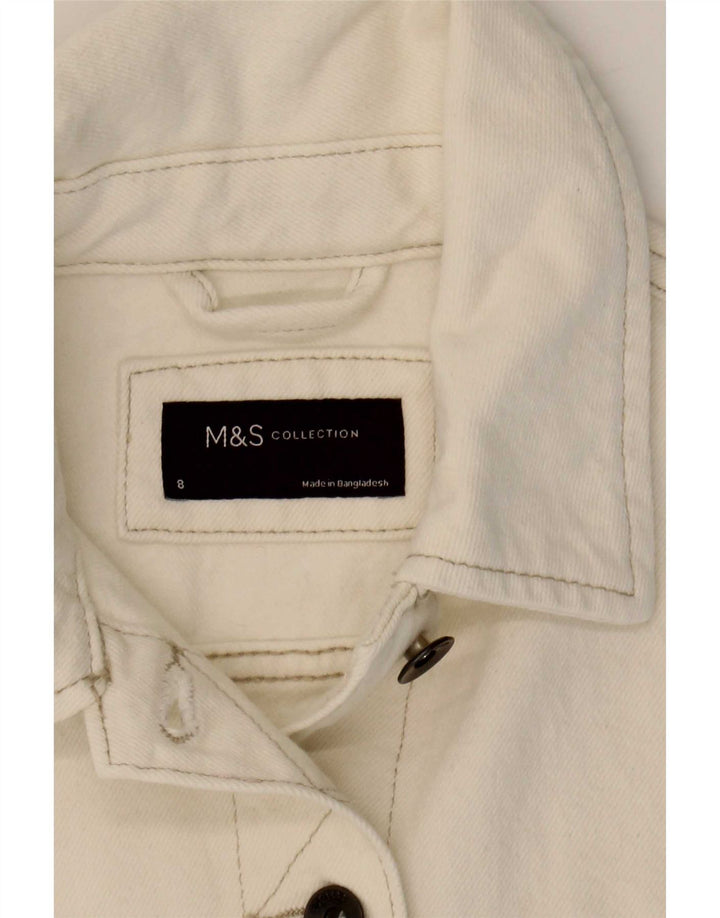 Marks & Spencer Damen Jeansjacke UK 8 Small Weiße Baumwolle