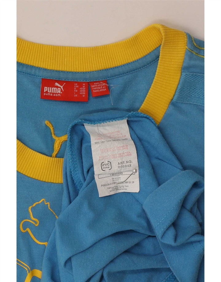 Puma Herren Grafik-Weste-Top aus mittelblauer Colourblock-Baumwolle