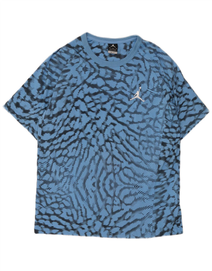 Jordan Herren Dri Fit T-Shirt mit abstraktem Muster aus mittelblauer Baumwolle