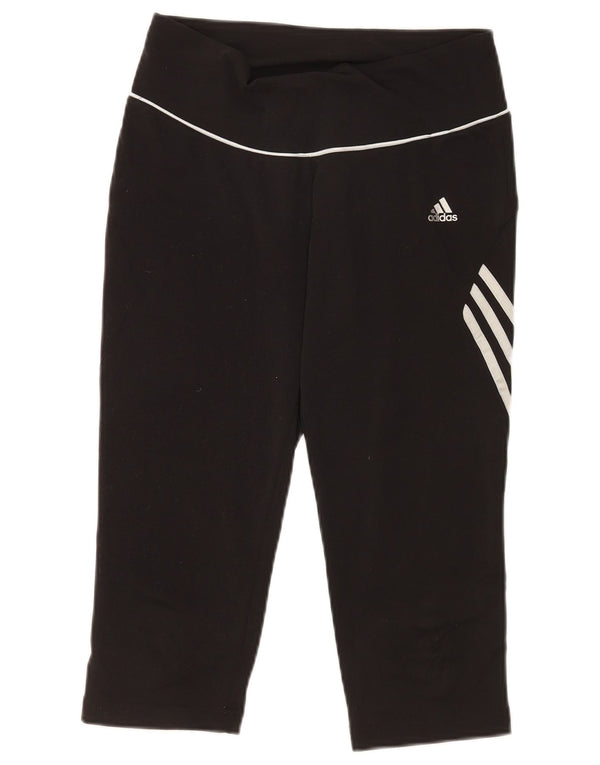 Adidas Damen Capri-Leggings UK 14 Medium Schwarz Polyester Sport