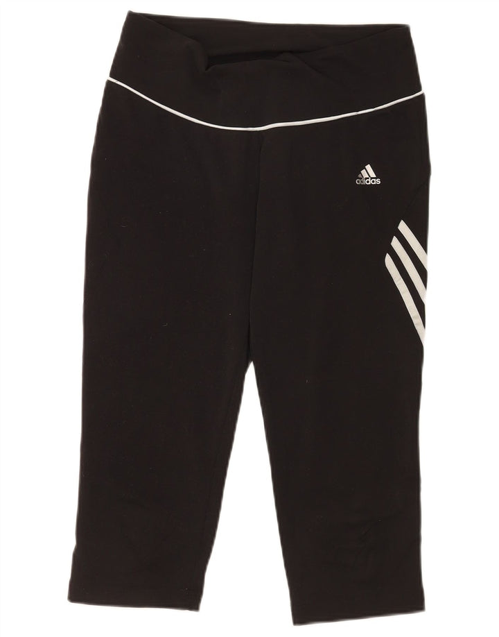 Adidas Damen Capri-Leggings UK 14 Medium Schwarz Polyester Sport