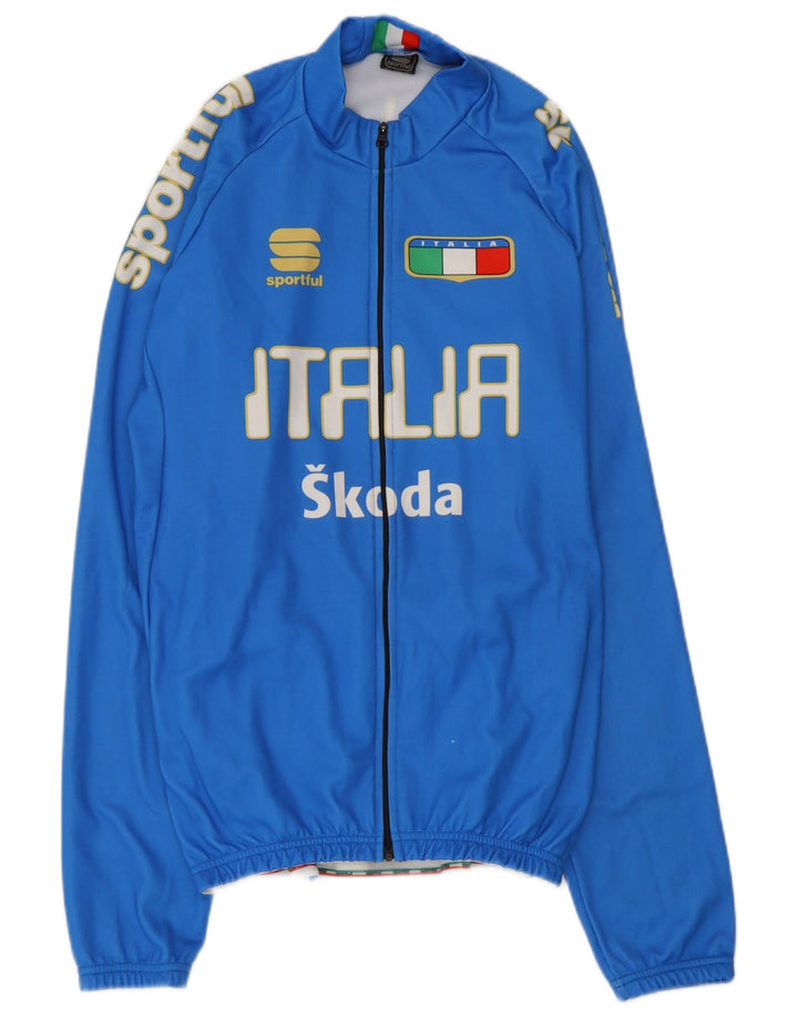 Sportful Herren Italia Graphic Trainingsanzug Top Jacke 2XL Blau Polyester