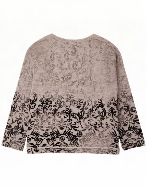 Zara Damen Trafaluc Sweatshirt Pullover UK 14 Mittelgraue geblümte Baumwolle