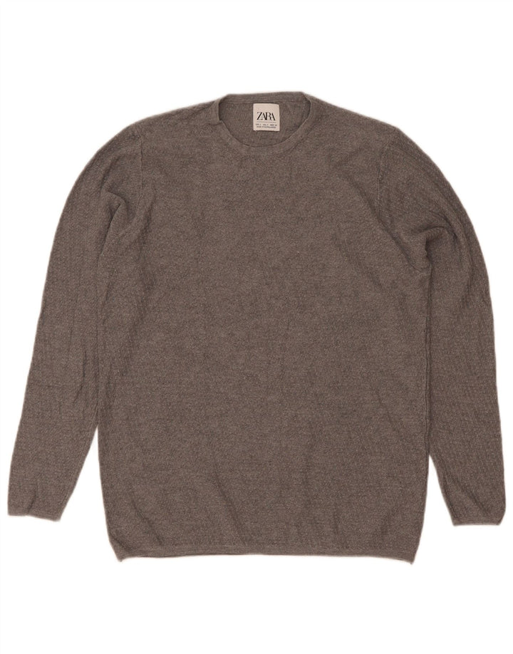 Zara Herren-Pullover mit Rundhalsausschnitt, Größe S, Grau