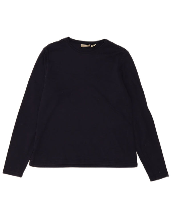 L.L.BEAN Damen Top Langarm UK 10 Small Marineblau Baumwolle