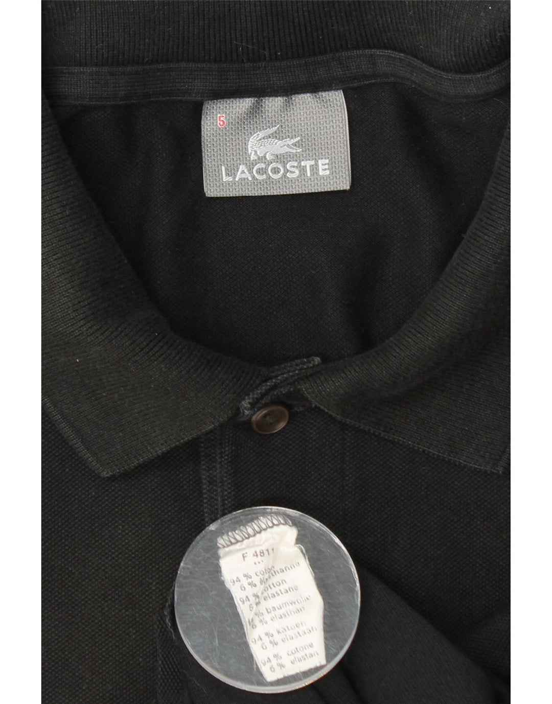 LACOSTE Herren-Poloshirt, Größe 5, groß, schwarze Baumwolle