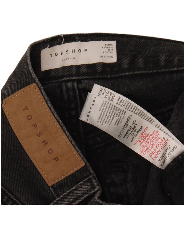 Topshop Damen Petite Kurzjeans W26 L23 Schwarze Baumwolle