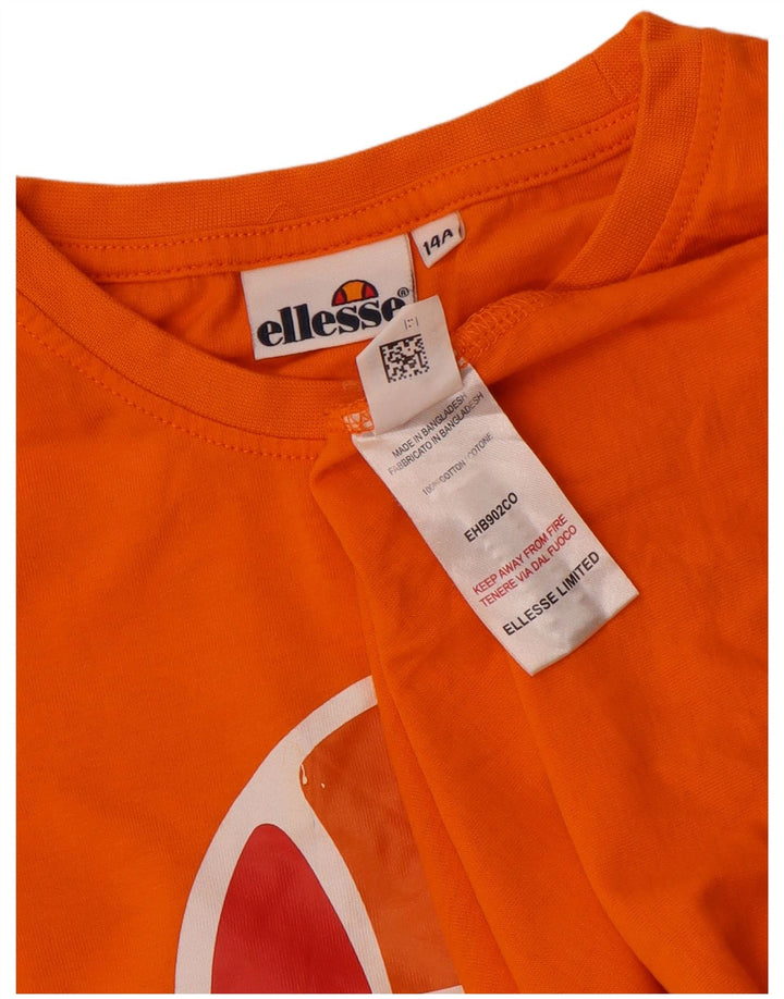 Ellesse Jungen Grafik-Top, langärmelig, 13–14 Jahre, orange Baumwolle