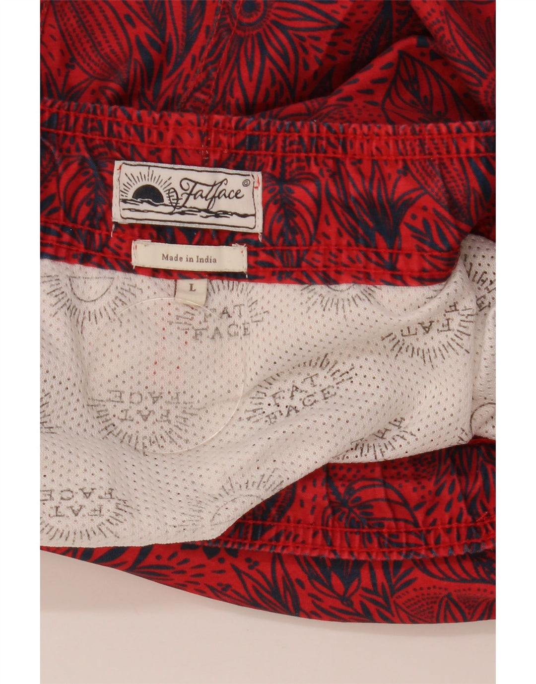 FAT FACE Herren-Badeshorts, groß, rotes Blumenmuster