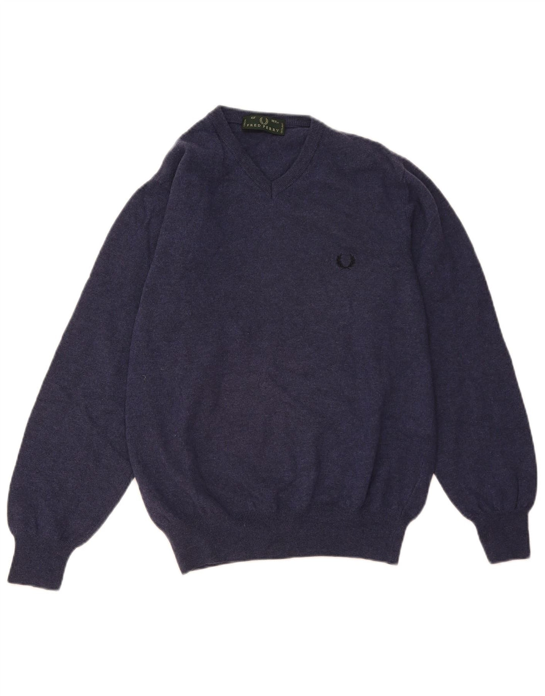 FRED PERRY Herren-Pullover mit V-Ausschnitt aus mittelblauer Wolle