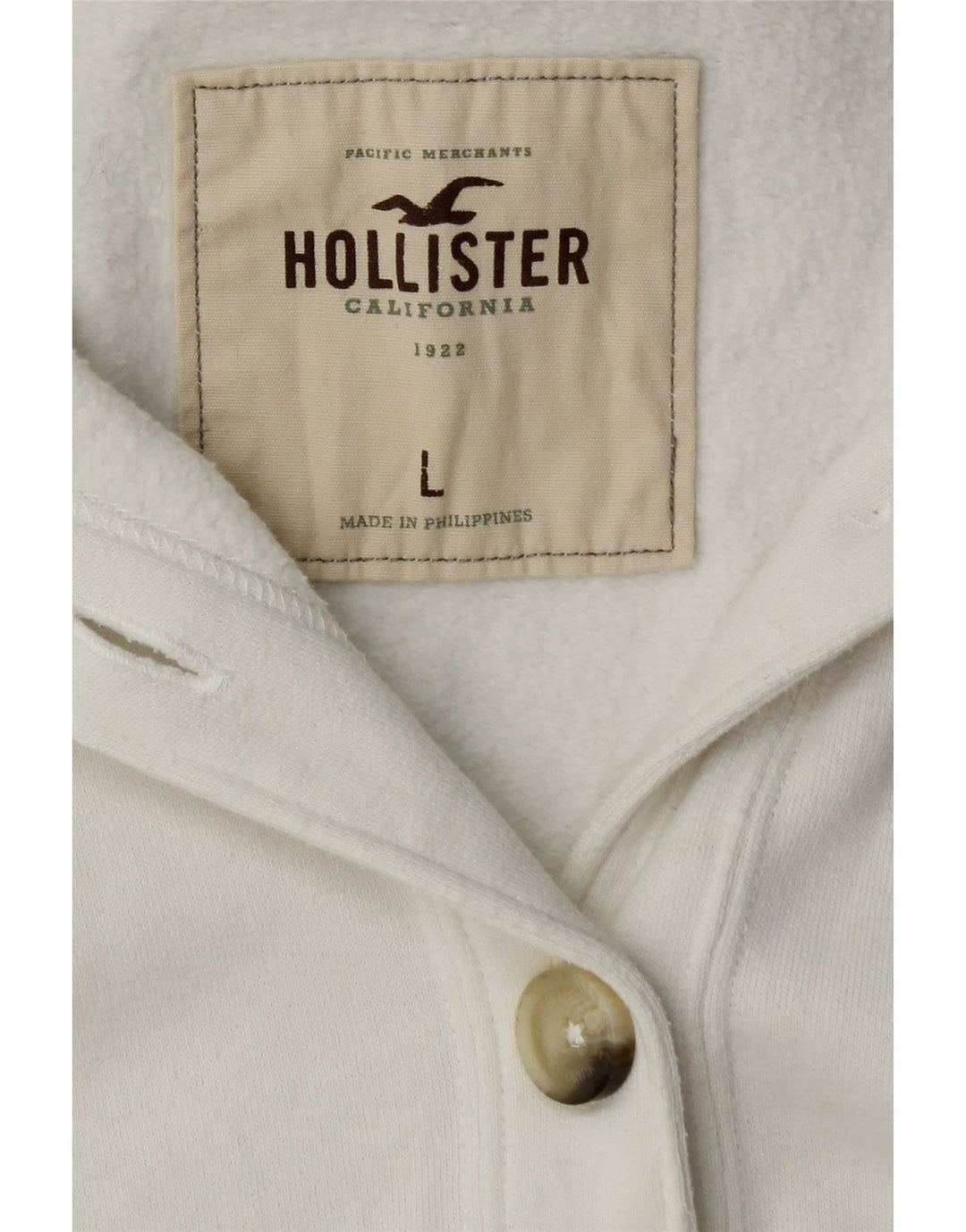 HOLLISTER Damen-Trainingsanzugoberteil mit Grafik, Größe UK 14, Größe L, weiße Baumwolle