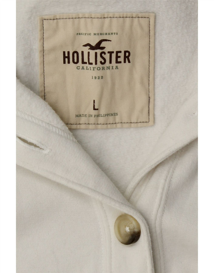 HOLLISTER Damen-Trainingsanzugoberteil mit Grafik, Größe UK 14, Größe L, weiße Baumwolle