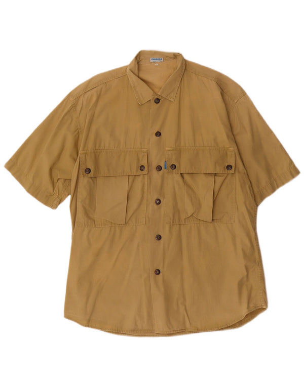 Carrera Herren Kurzarmhemd Small Beige Baumwolle