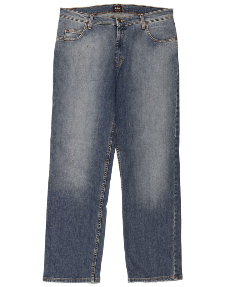 Lee Herren Brooklyn Straight Jeans W36 L32 Blaue Baumwolle