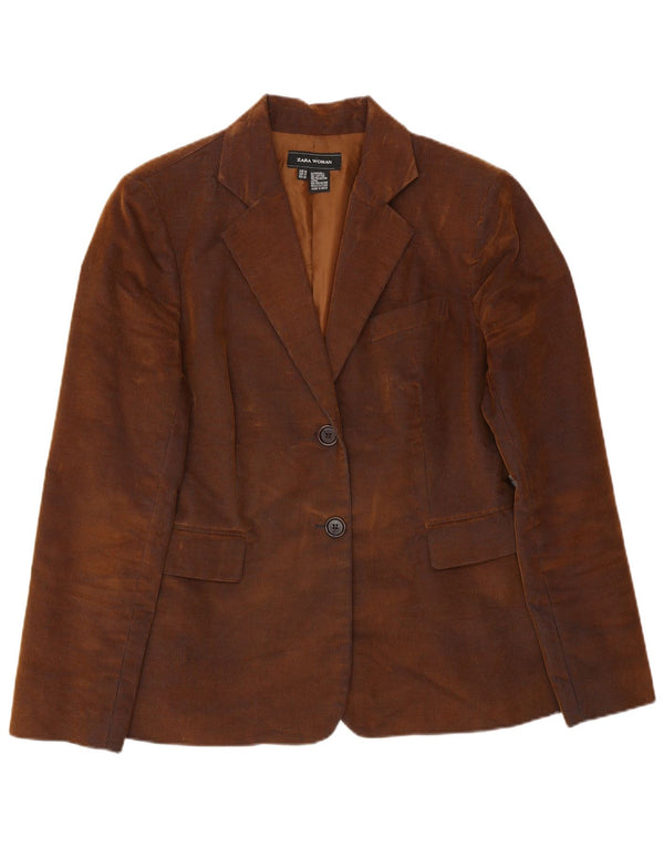 Zara Damen 2-Knopf-Blazer aus Cord, EU 44, XL, braune Baumwolle