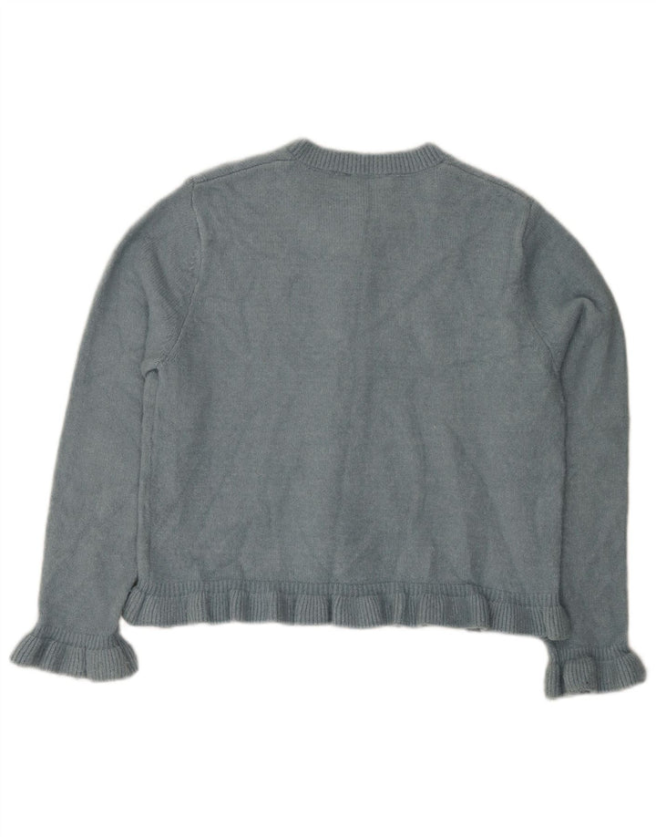Zara Damen-Cardigan-Pullover UK 14 Mittelblaues Polyester