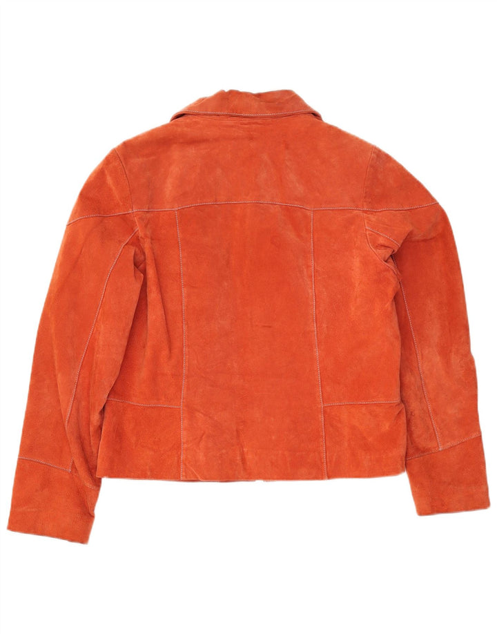 Chevirex Damen Wildlederjacke EU 42 Großes orangefarbenes Leder