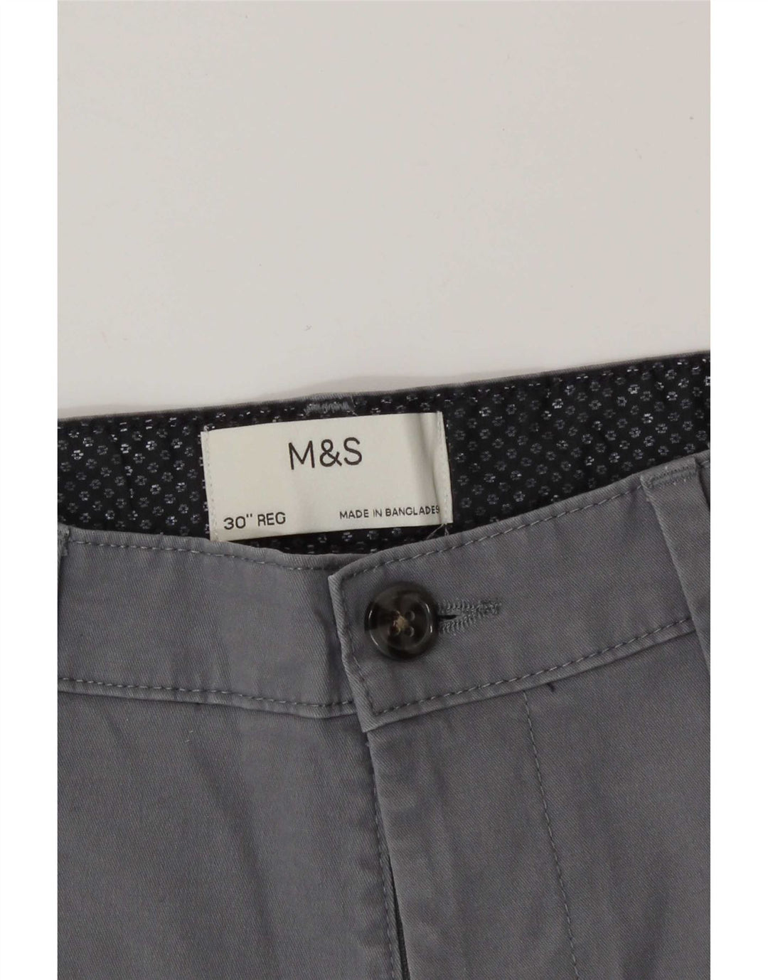 Marks & Spencer Herren-Chinoshorts, mittelgroß, W30, graue Baumwolle