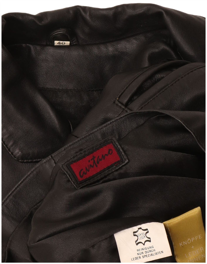 Avitano Damen-Blazerjacke aus Leder mit 3 Knöpfen, EU 40, mittelschwarzes Leder