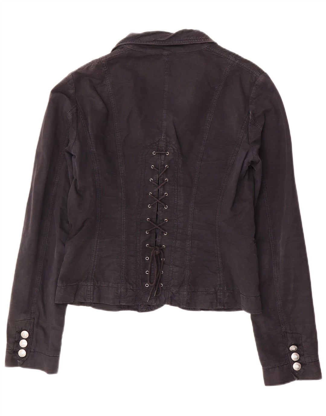 Liu Jo Damen 1-Knopf-Blazerjacke IT 46 Große marineblaue Baumwolle