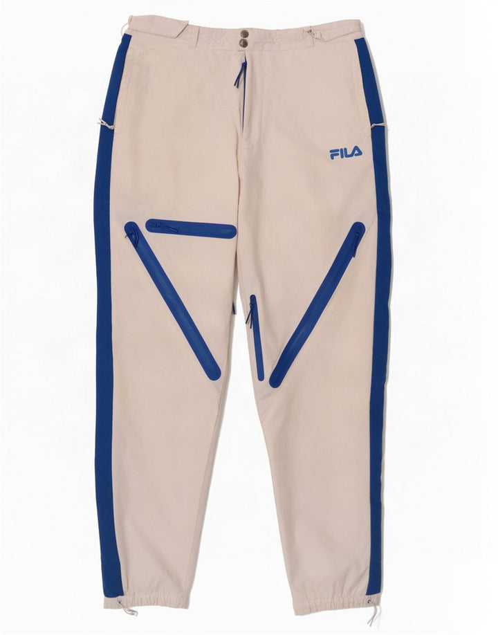 Fila Herren-Skihose, mittelweißes Colourblock-Nylon