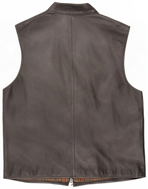 Vintage Herren-Leder-Utility-Gilet UK 38 Medium Black