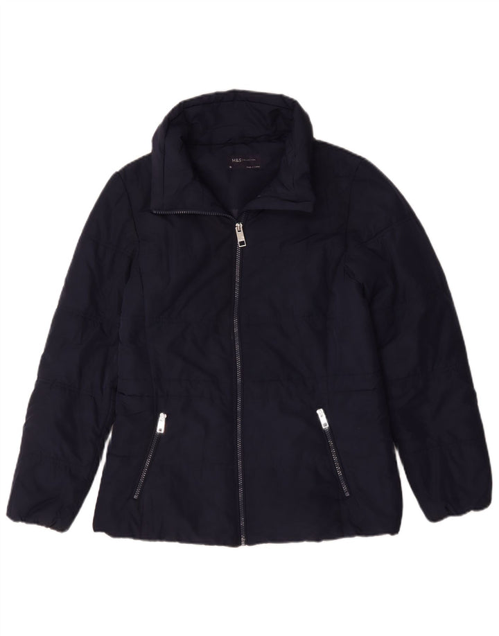Marks & Spencer Damen Wattierte Jacke UK 10 Small Marineblau Polyester