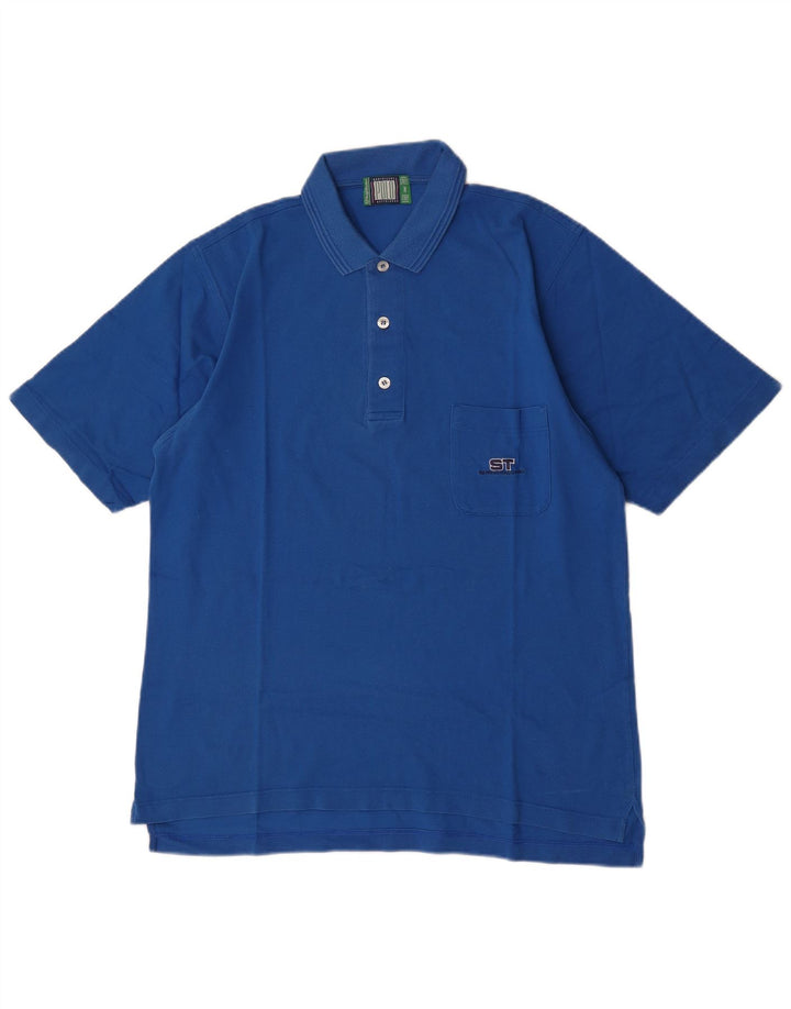 Sergio Tacchini Herren Poloshirt IT 50 Große blaue Baumwolle