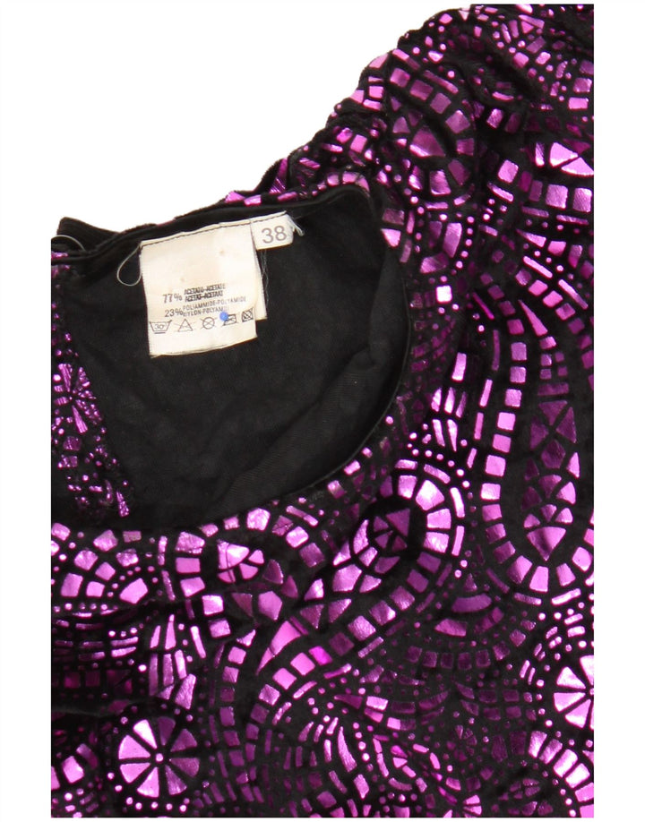 Vintage Damen Übergroße Bluse Top EU 38 Mittellila Paisley Acetat