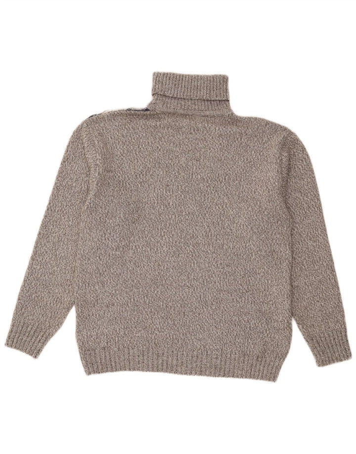 Vintage Herren Rollkragenpullover, große grau gestreifte Wolle