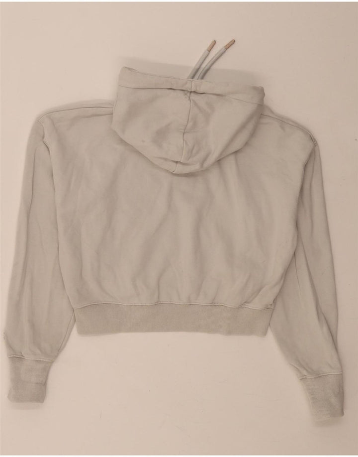 SUPERDRY Womens Oversized Crop Graphic Hoodie Jumper UK 12 Medium White Vintage Superdry and Second-Hand Superdry from Messina Hembry 