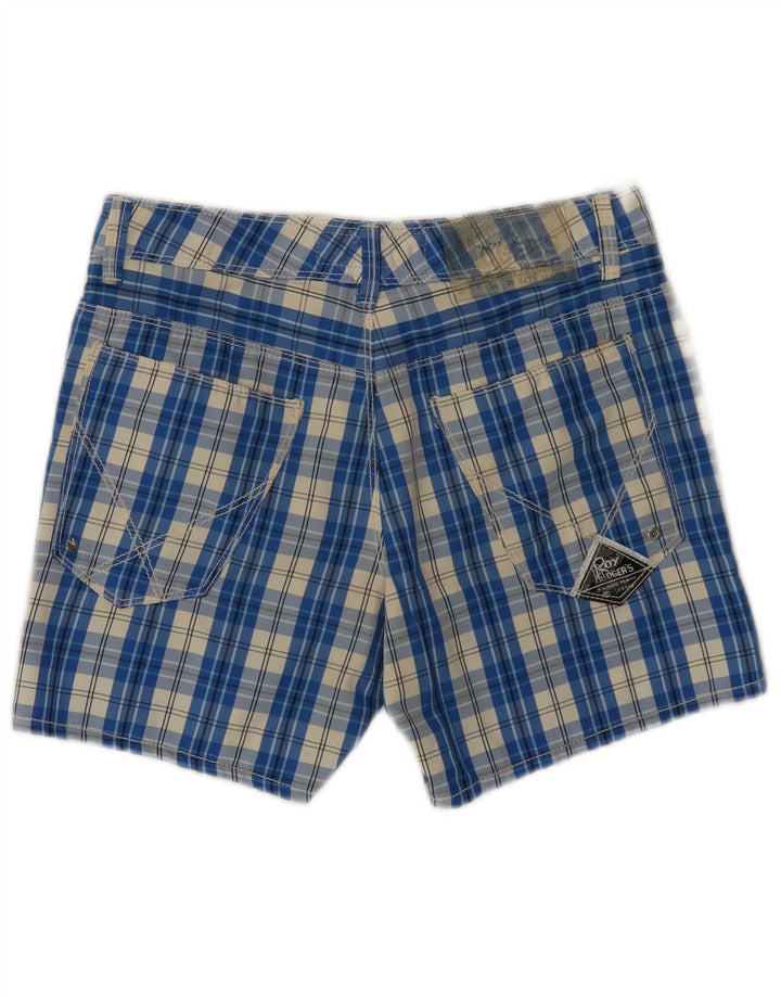 Roy Rogers Damen Freizeitshorts IT 44 Medium W30 Blau kariertes Polyamid