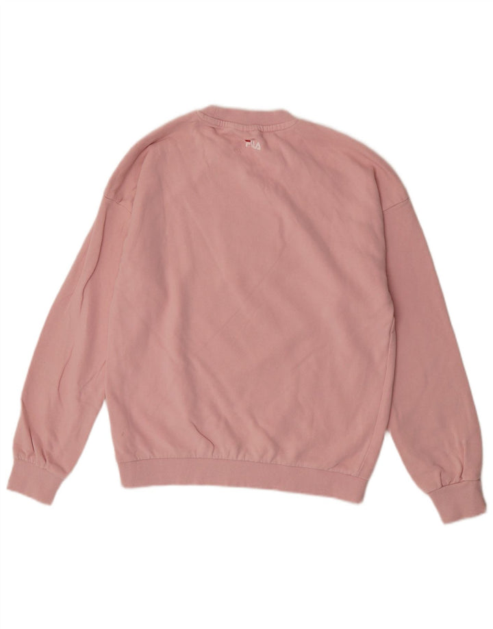 Fila Damen Grafik-Sweatshirt-Pullover UK 14 Mittelrosa Baumwolle