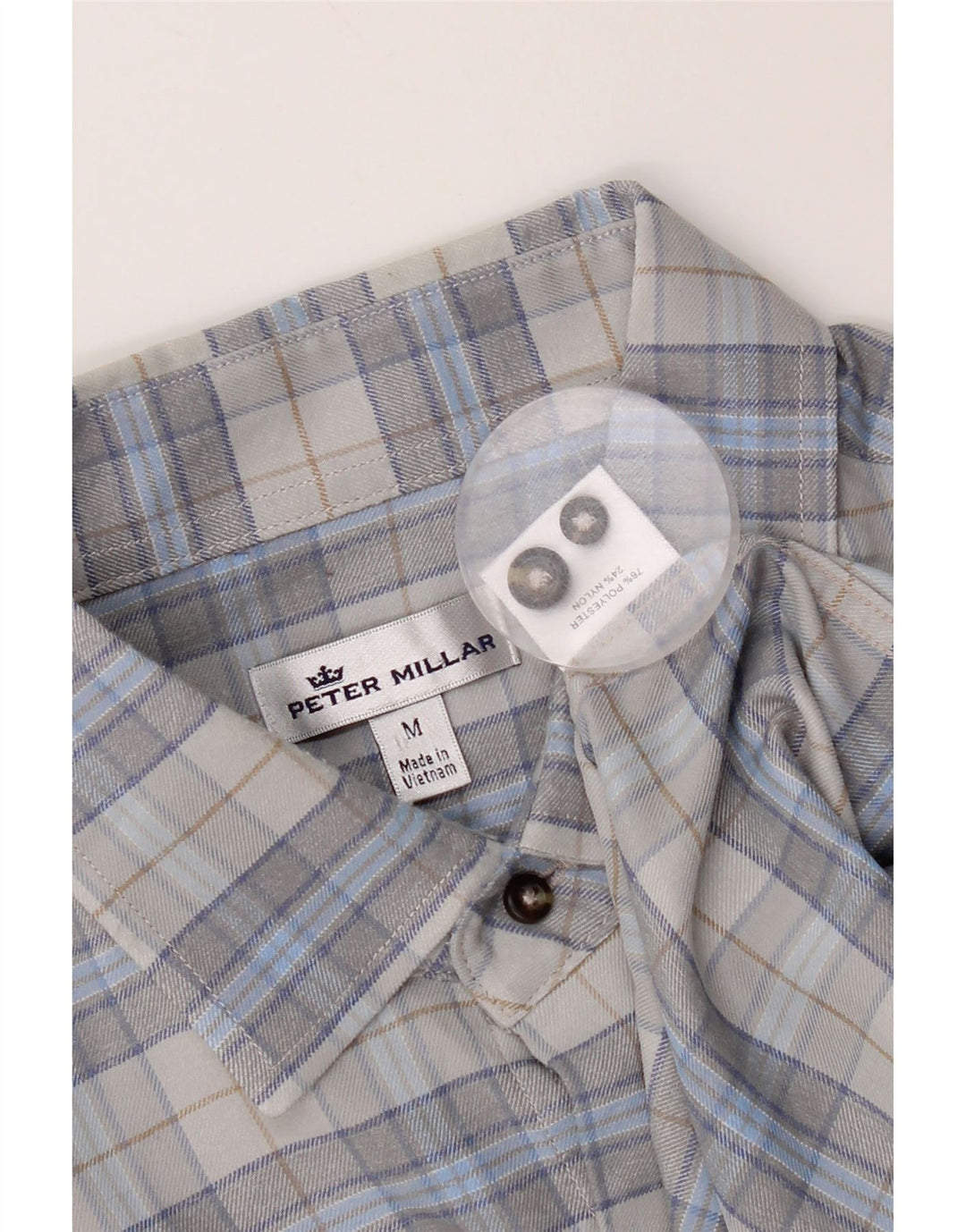 Peter Millar Herren-Flanellhemd aus mittelgrau kariertem Polyester