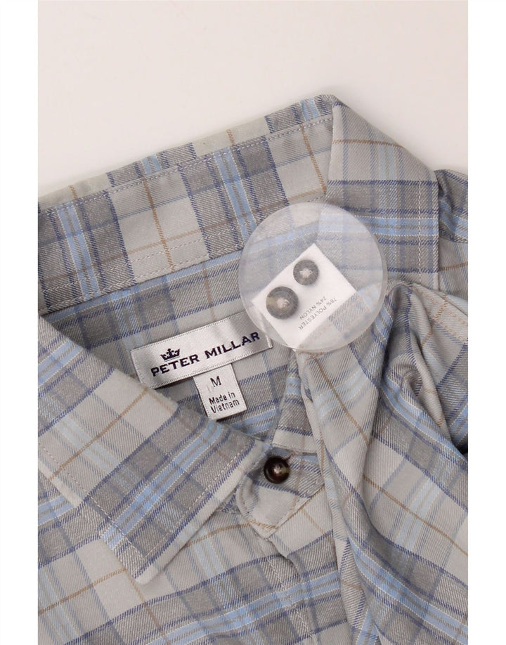 Peter Millar Herren-Flanellhemd aus mittelgrau kariertem Polyester