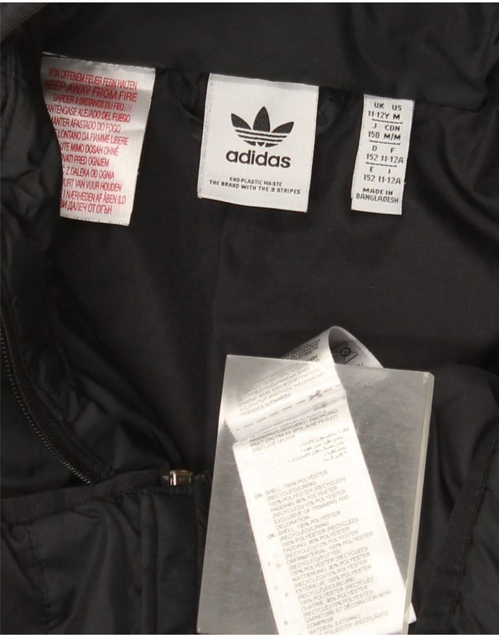 Adidas Jungen wattierte Jacke mit Kapuze, 11–12 Jahre, schwarzes Polyester