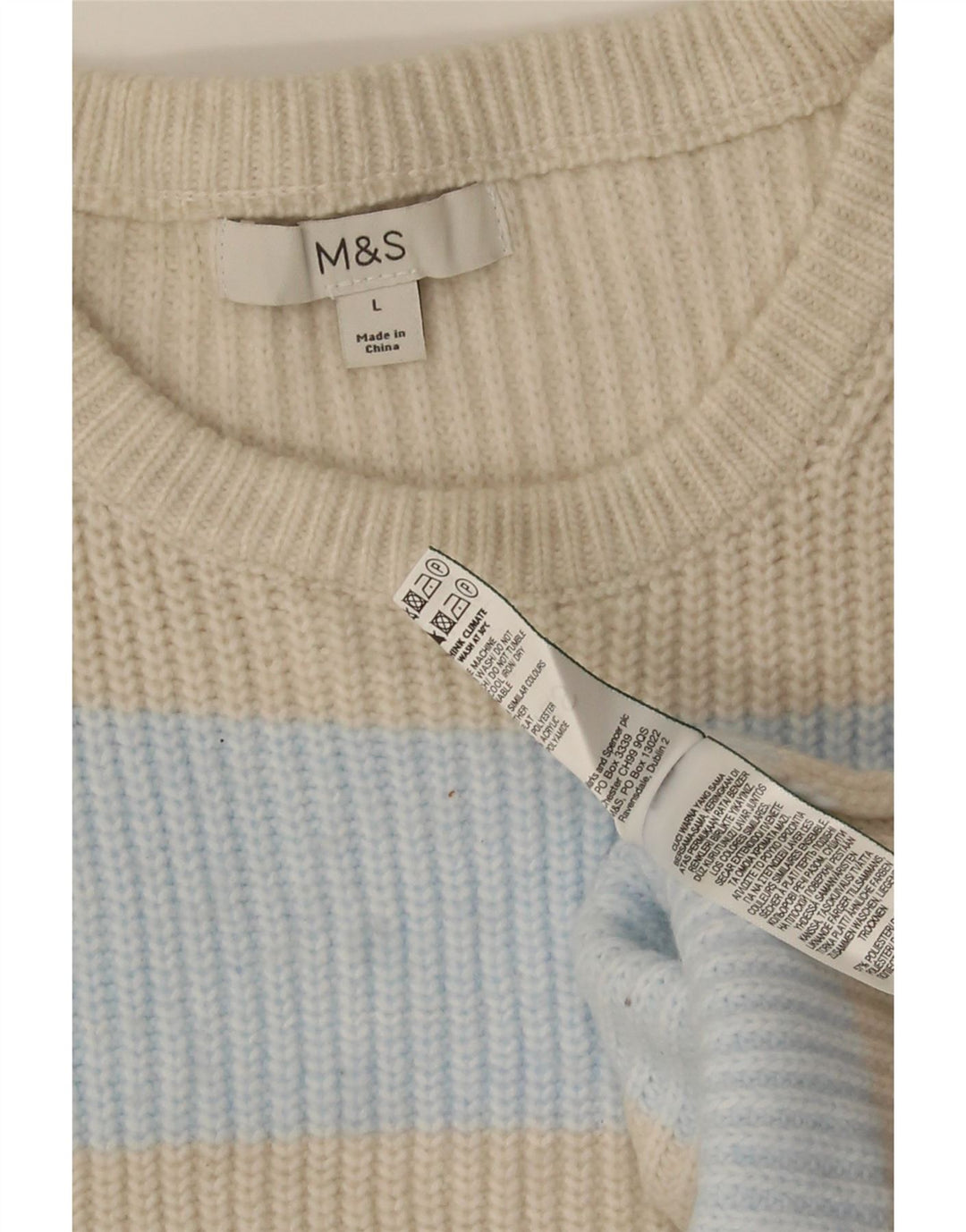 Marks & Spencer Damen-Pullover mit Rundhalsausschnitt, Gr. 14, mittelbeige gestreift