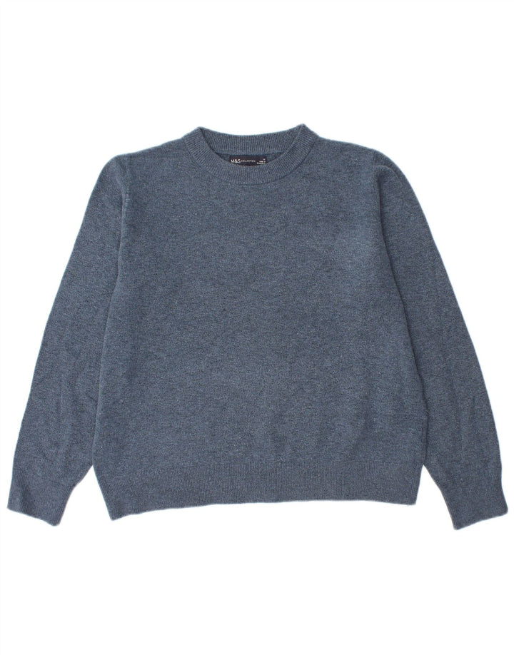 MARKS & SPENCER Womens Crew Neck Jumper Sweater UK 14 Medium Blue