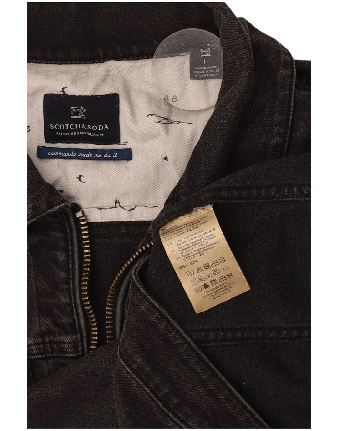 Scotch & Soda Damen Jeansjacke UK 16 Large Graue Baumwolle