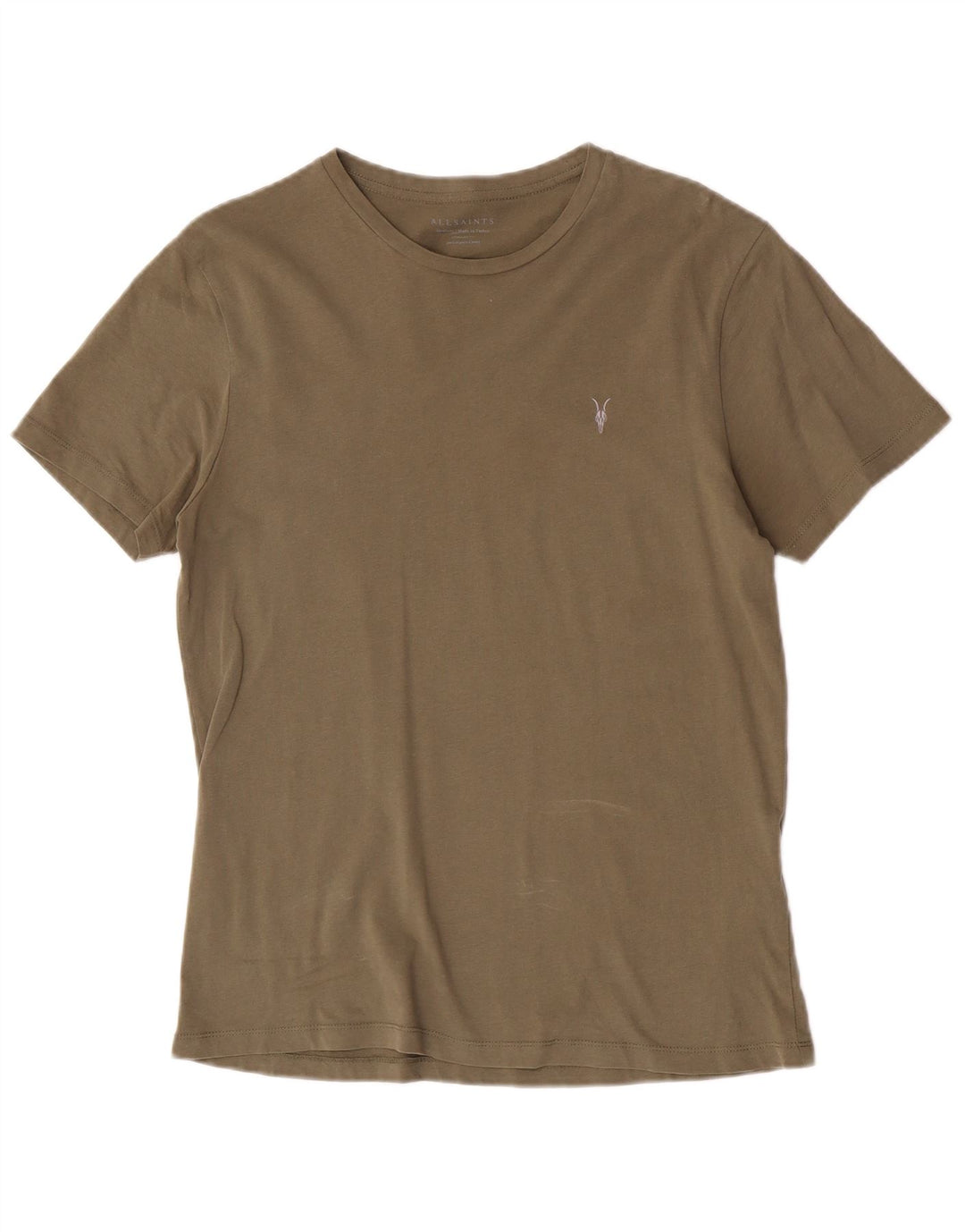 All Saints Herren-T-Shirt mit normaler Passform, mittelgrüne Baumwolle