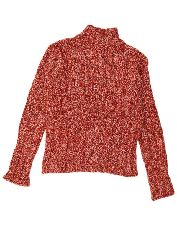 Vintage Damen Rollkragenpullover Pullover UK 14 Großes rot geflecktes Acryl