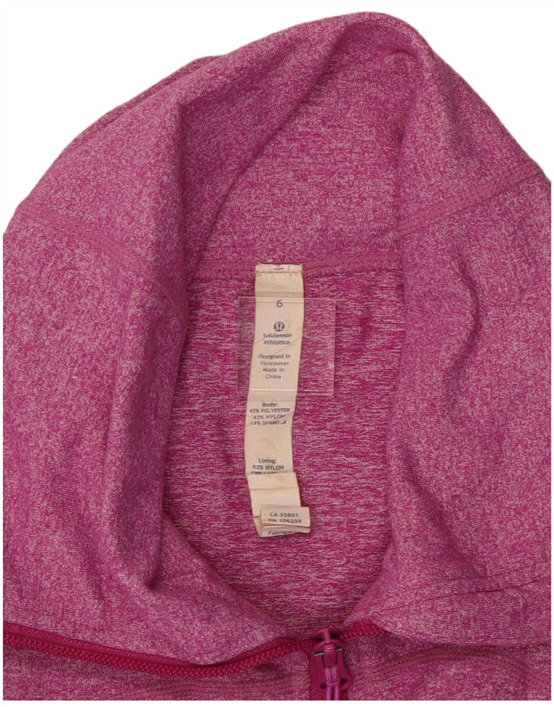 Lululemon Damen-Trainingsanzugoberteil, Jacke, US 6, mittelrosa geflecktes Polyester